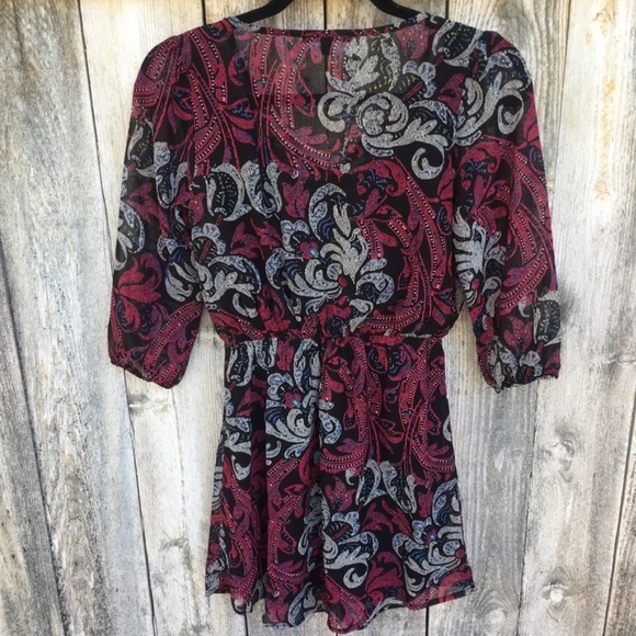 Paisley Printed Long Sleeve Dress BeBop - Picture 2 of 6